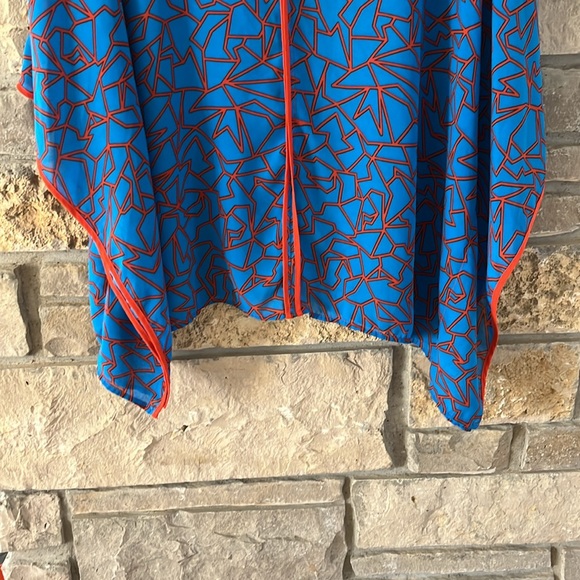 Miss Tina by Tina Knowles Blue & Orange Bat Wing Top Size XL - Picture 7 of 11